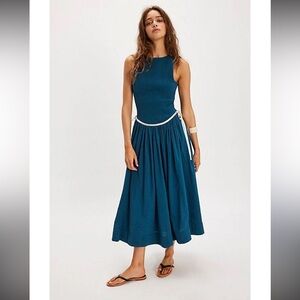 Free People Nightingale Seersucker Blue Midi Dress